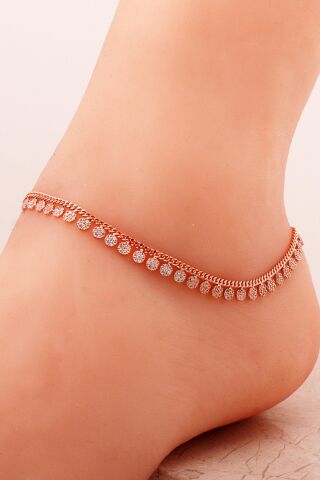 Gurmet Sıra Taşlı Rose Gümüş Halhal 350