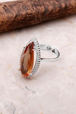 Renk Değiştiren Sultan Taşlı Su Damlası Gümüş Yüzük 3147