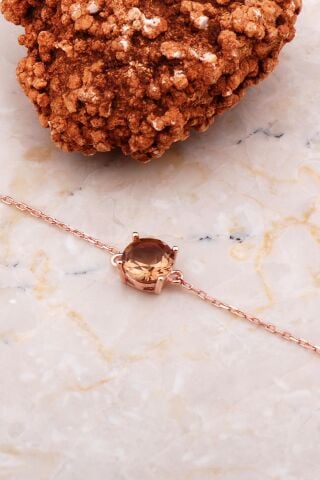 Renk Değiştiren Sultan Taşlı Rose Gümüş Bileklik 4179