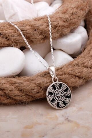 Anadolu Motifli Tasarım Gümüş Kolye 7795