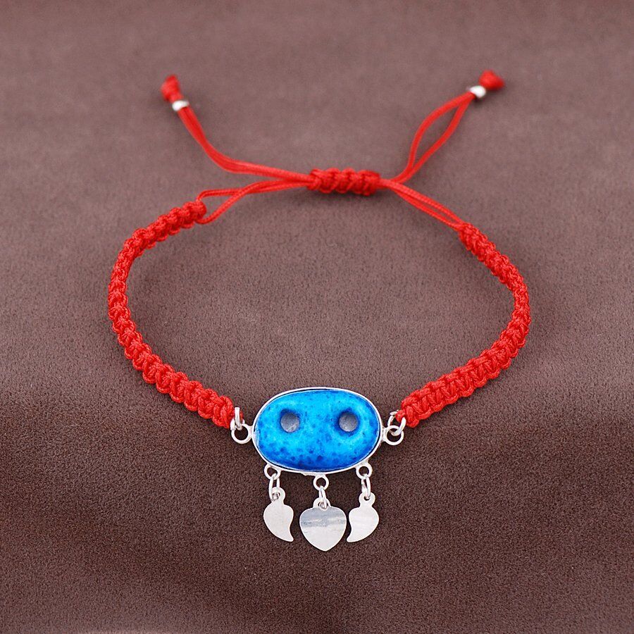 Süryani Nazar Boncuğu Makrome  Gümüş Bileklik  2059