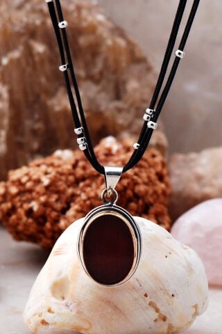 Akik El Sarması Gümüş Tasarım Kolye 6801