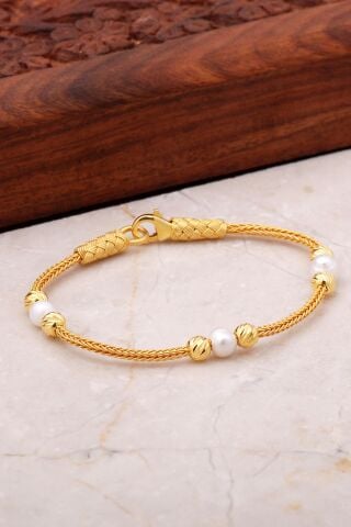 Altın Yaldızlı Dorissa Kazaziye İşlemeli Gümüş Bileklik 3525