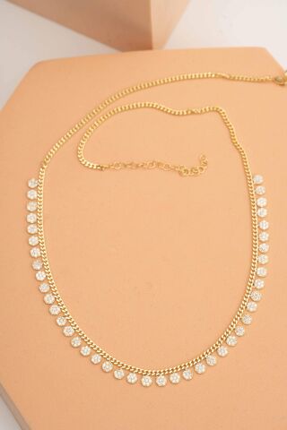 Taşlı Altın Kaplama Gümüş Choker Kolye 7946