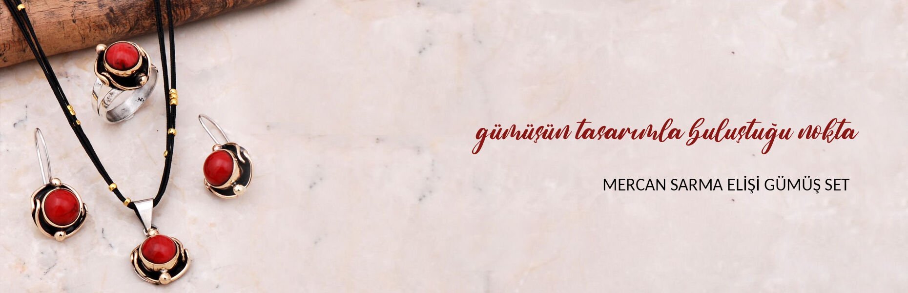 Mercan Sarma Elişi Gümüş Set 2171