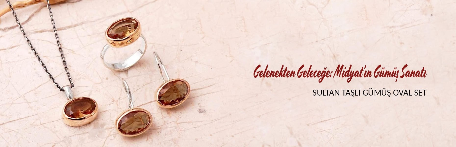 Renk Değiştiren Sultan Taşlı Elişi 925 Ayar Gümüş Oval Set