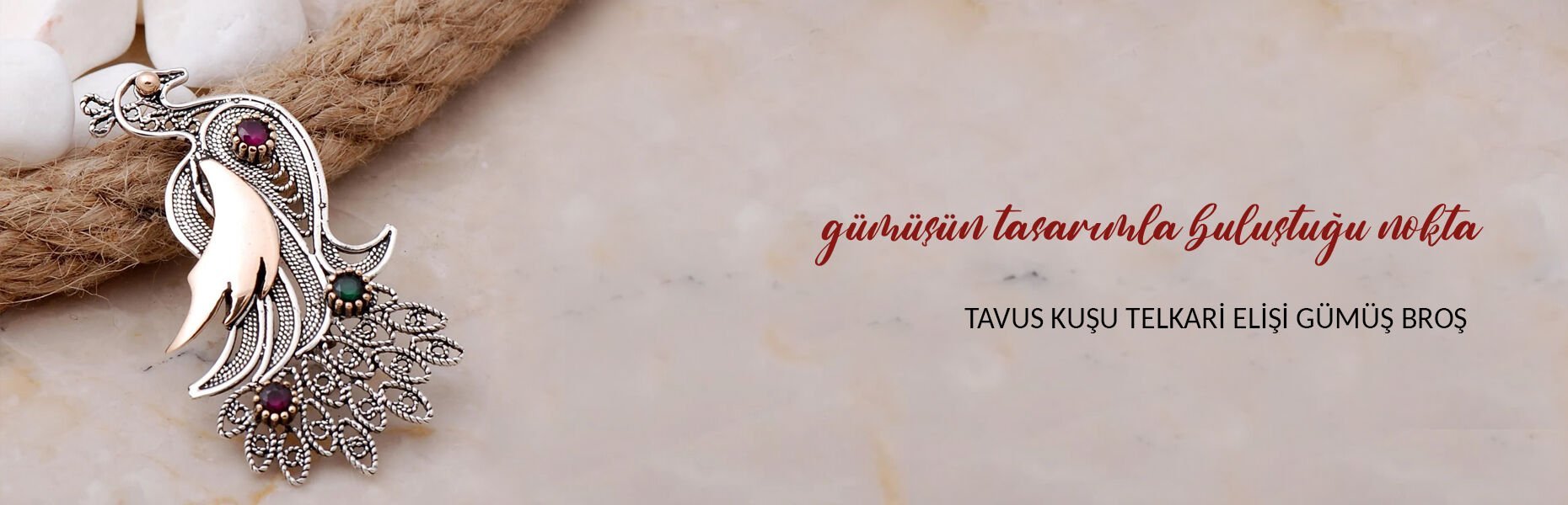 Tavus Kuşu Telkari Elişi Gümüş Broş 350