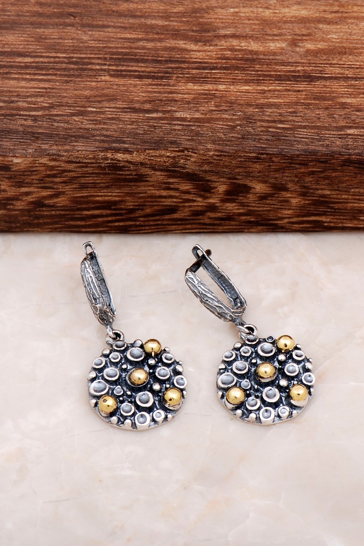 Çekiç Dövme Tasarım Gümüş Küpe 4545