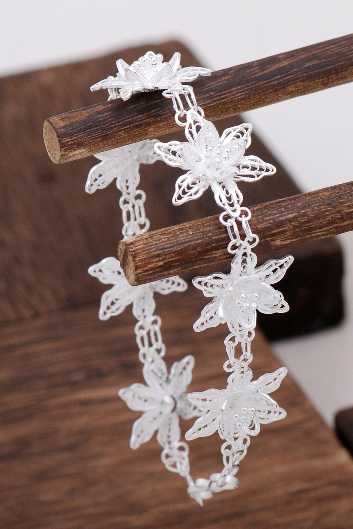 Çiçek Tasarım Telkari Gümüş Bileklik 3090