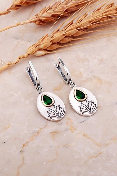 Hayat Ağacı El işi Gümüş Küpe