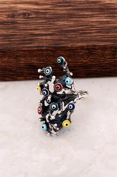 Hayat Ağacı El İşi Gümüş Yüzük