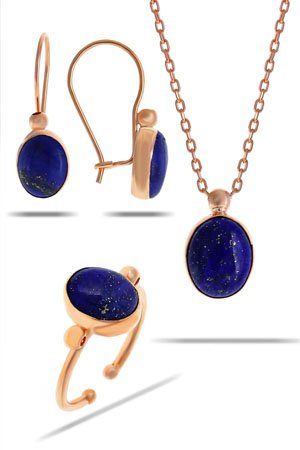 Lapis Lazuli Taşlı Gümüş Set