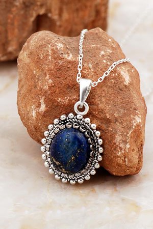 Lapis Lazuli Taşlı Gümüş Telkari Kolye