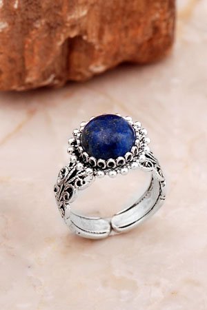 Lapis Lazuli Taşlı Gümüş Telkari Yüzük