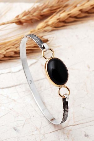 Oniks Taşlı Gümüş Bilezik