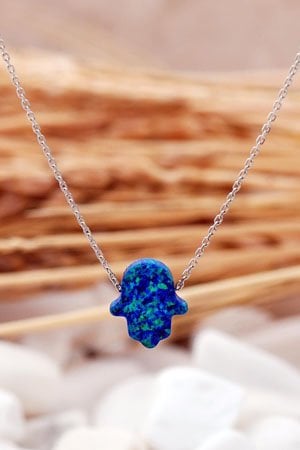 Opal Taşlı Gümüş Kolye