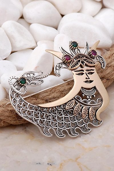 Şahmeran Figürlü Gümüş Telkari Broş