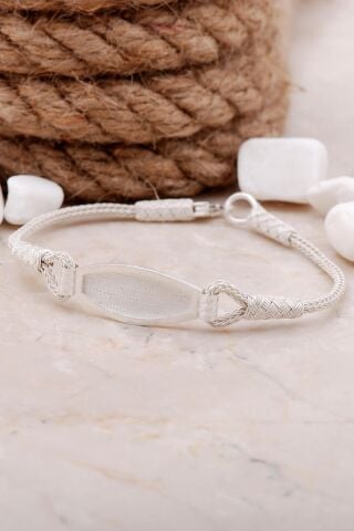 Trabzon Hasırı Kazaziye İşlemeli Gümüş Bileklik 3888