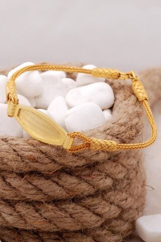 Trabzon Hasırı Altın Yaldızlı Kazaziye İşlemeli Gümüş Bileklik 3890