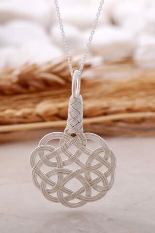 Aşk Düğümü Kazaziye İşlemeli Elişi Gümüş Set 2464