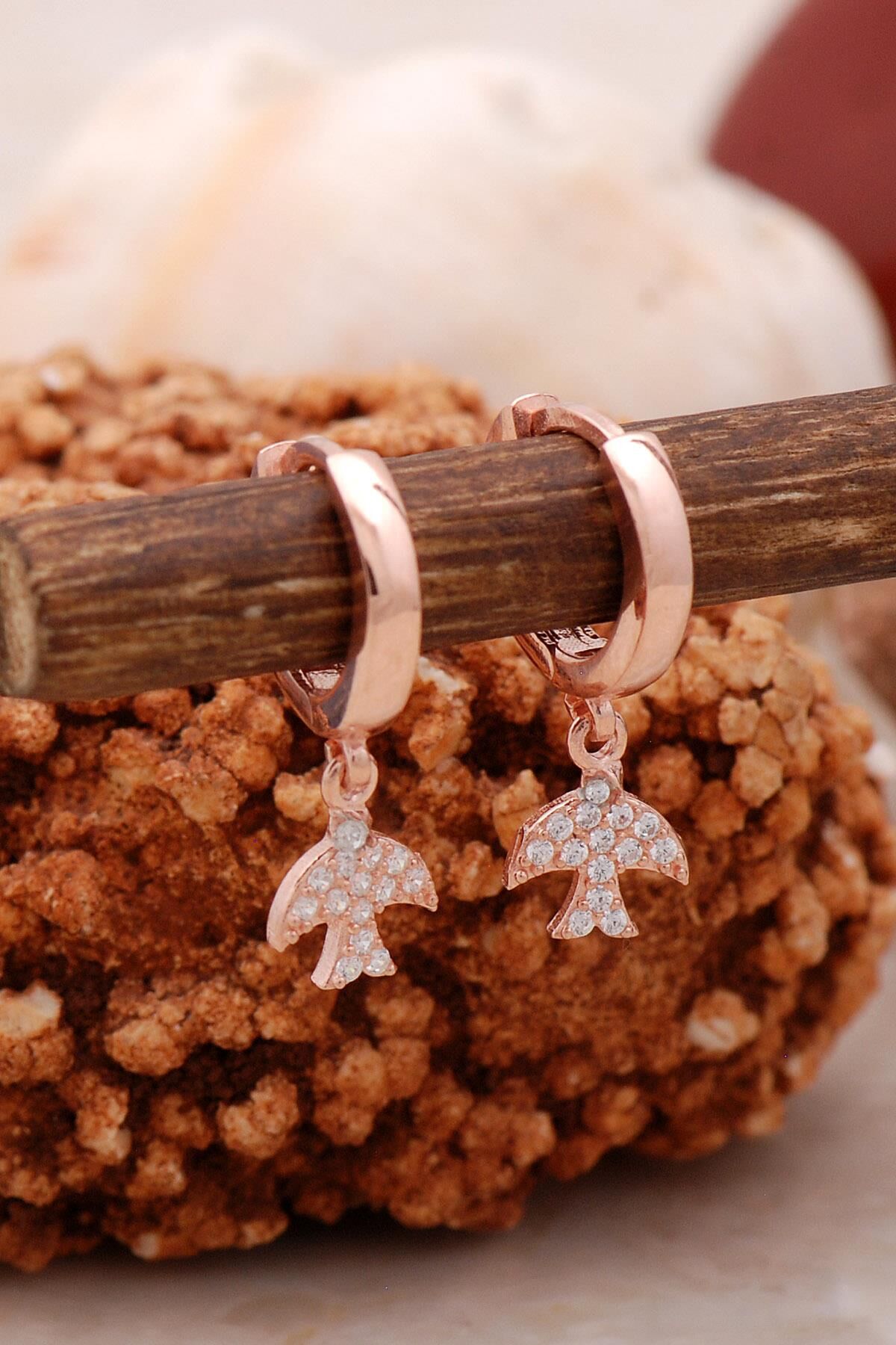 Martı Rose Tasarım Gümüş Küpe 5444