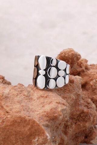 Hera Pullu Elişi Tasarım Gümüş Yüzük 2036