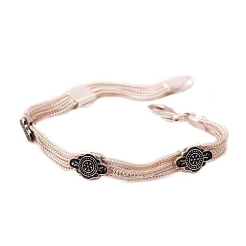 HİTİT MOTİFLİ HASIR GÜMÜŞ BİLEKLİK 1181