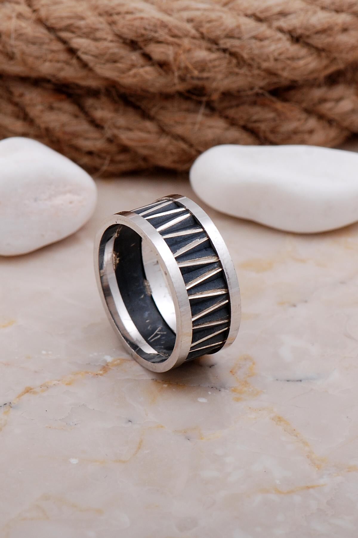 Tasarım Elişi Erkek Gümüş Alyans 14