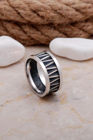 Tasarım Elişi Erkek Gümüş Alyans 14