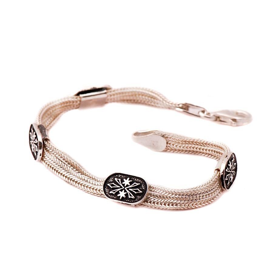 ASUR MOTİFLİ HASIR GÜMÜŞ BİLEKLİK 1183