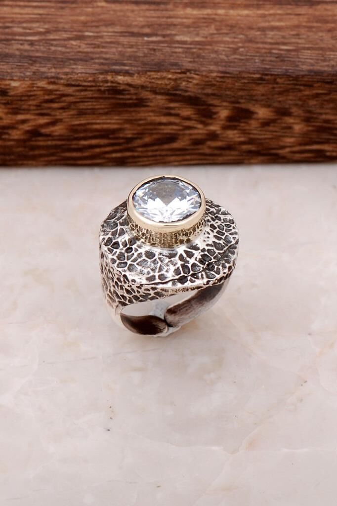 Çekiç Dövme Elişi Gümüş Tasarım Yüzük 2716