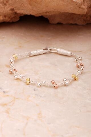 Kazaziye İşlemeli Elişi Dorika Tığ Örgü 1000 Ayar Gümüş Bileklik 4393