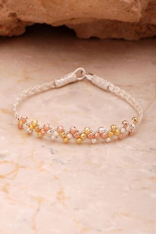 Kazaziye İşlemeli Elişi Renkli Dorissa Gümüş Bileklik 4394