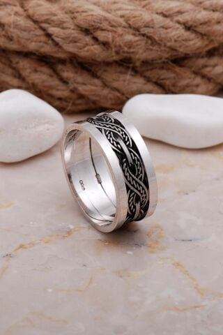 Tasarım Elişi Sonsuzluk Gümüş Erkek Alyans 16