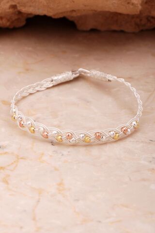 Kazaziye İşlemeli Elişi Renkli Dorissa Gümüş Bileklik 4396