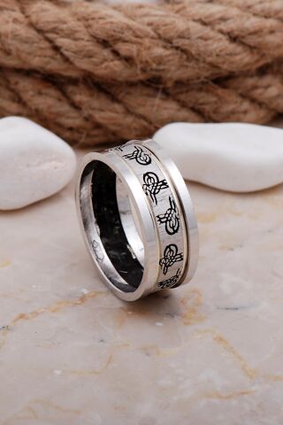 Tuğralı Elişi Gümüş Erkek Alyans 18