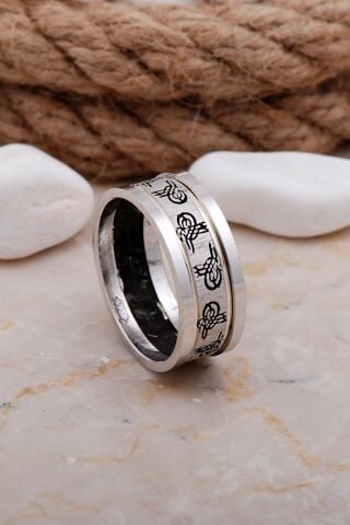 Tuğralı Elişi Gümüş Erkek Alyans 18