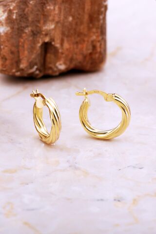 17 Mm Burgu Altın Kaplama Gümüş Halka Küpe 7044