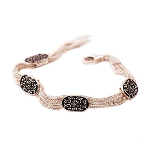 HİTİT MOTİFLİ HASIR GÜMÜŞ BİLEKLİK 1187