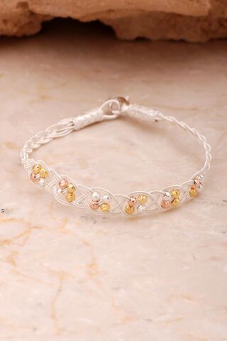 Kazaziye İşlemeli Elişi Renkli Dorika 1000 Ayar Gümüş Bileklik 4397