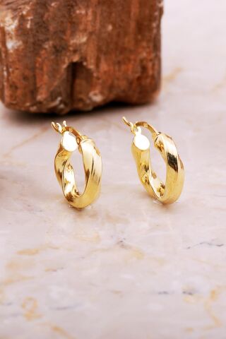 17 Mm Kalın Burgu Altın Kaplama Gümüş Halka Küpe 7045