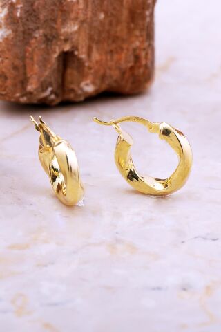 17 Mm Kalın Burgu Altın Kaplama Gümüş Halka Küpe 7045