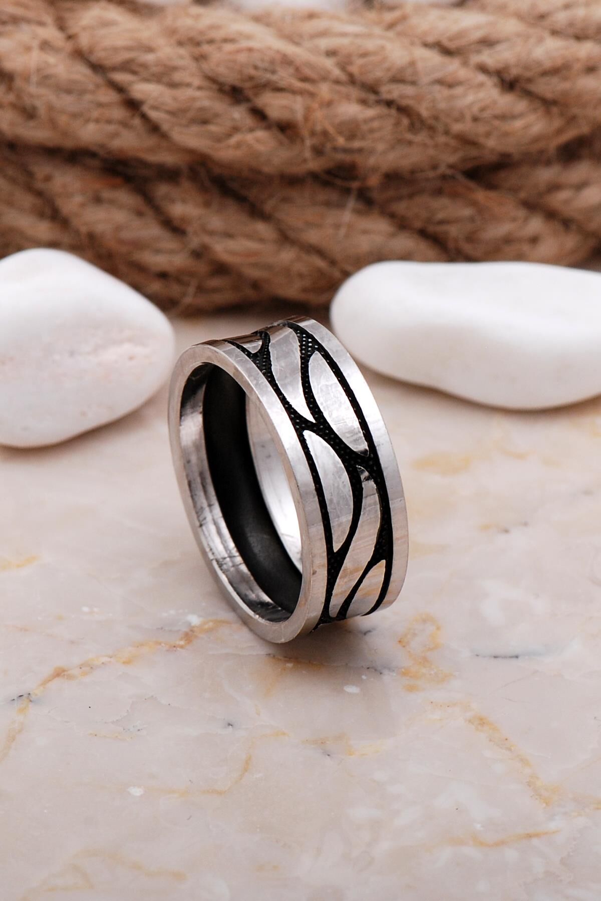 Tasarım Elişi Gümüş Erkek Alyans 20