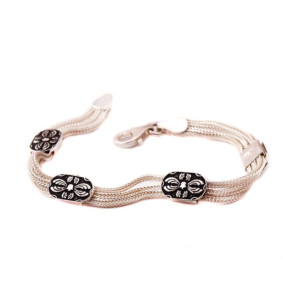 ASUR MOTİFLİ HASIR GÜMÜŞ BİLEKLİK 1189