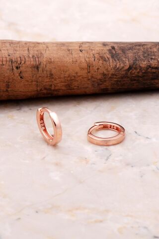 Rose Gümüş 12 Mm Halka Küpe 5145