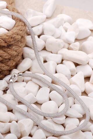 Tığ Örgü Taşlı Tasarım Rodyumlu Gümüş Set 2467