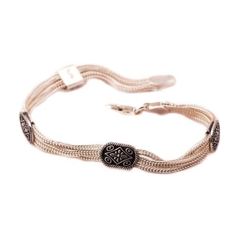 HİTİT MOTİFLİ HASIR GÜMÜŞ BİLEKLİK 1190