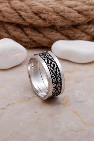 Tasarım Elişi Gümüş Erkek Alyans 22