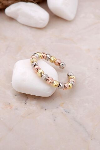 Dorika Altın Yaldızlı Rose 925 Ayar Gümüş Yüzük 3299