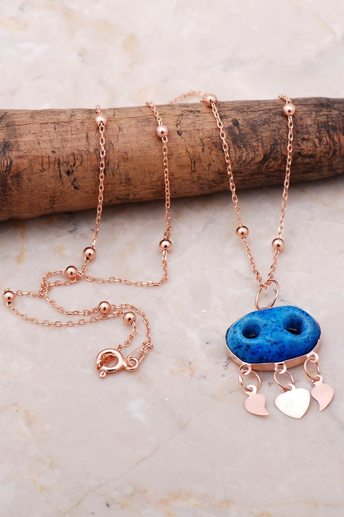 Dorika Rose 925 Ayar Gümüş Süryani Nazar Boncuğu Kolye 7053